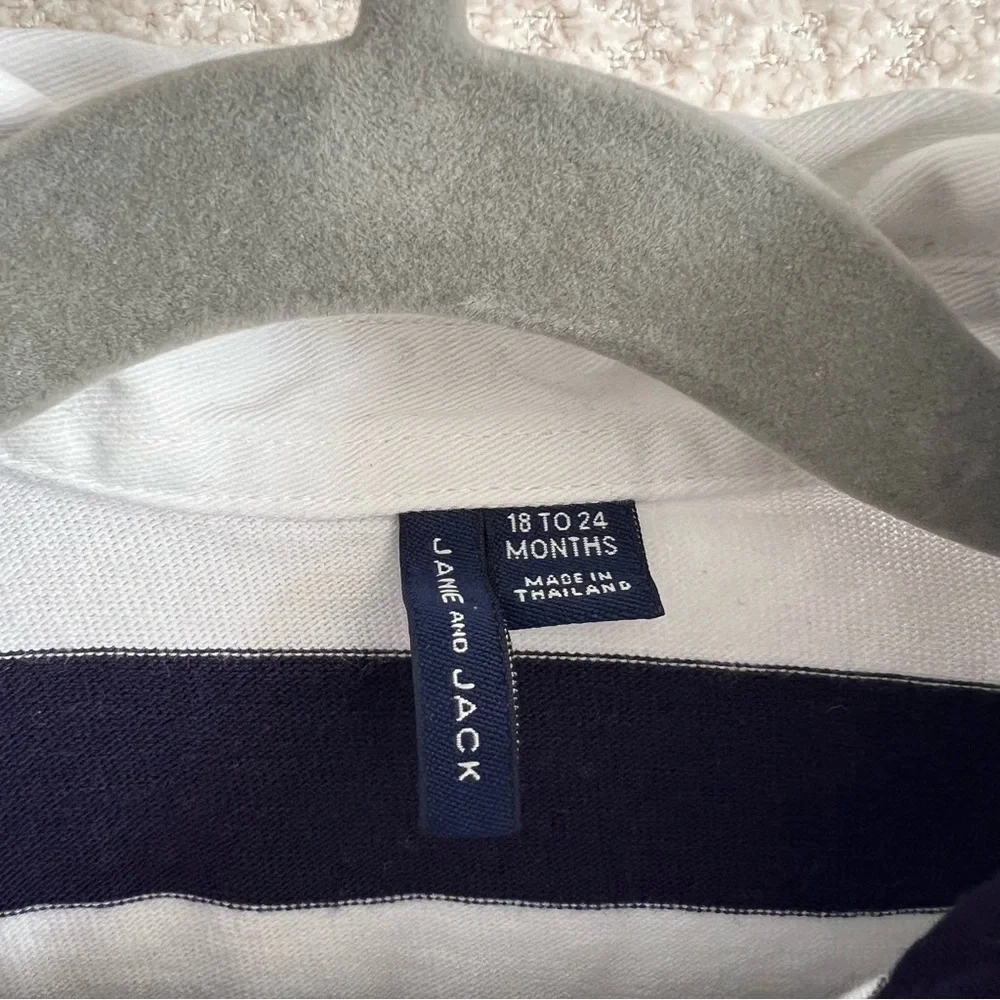 Janie And Jack Boys Collar Toddler Stripe‎ Long Sleeve Shirt Size 18-24 Months